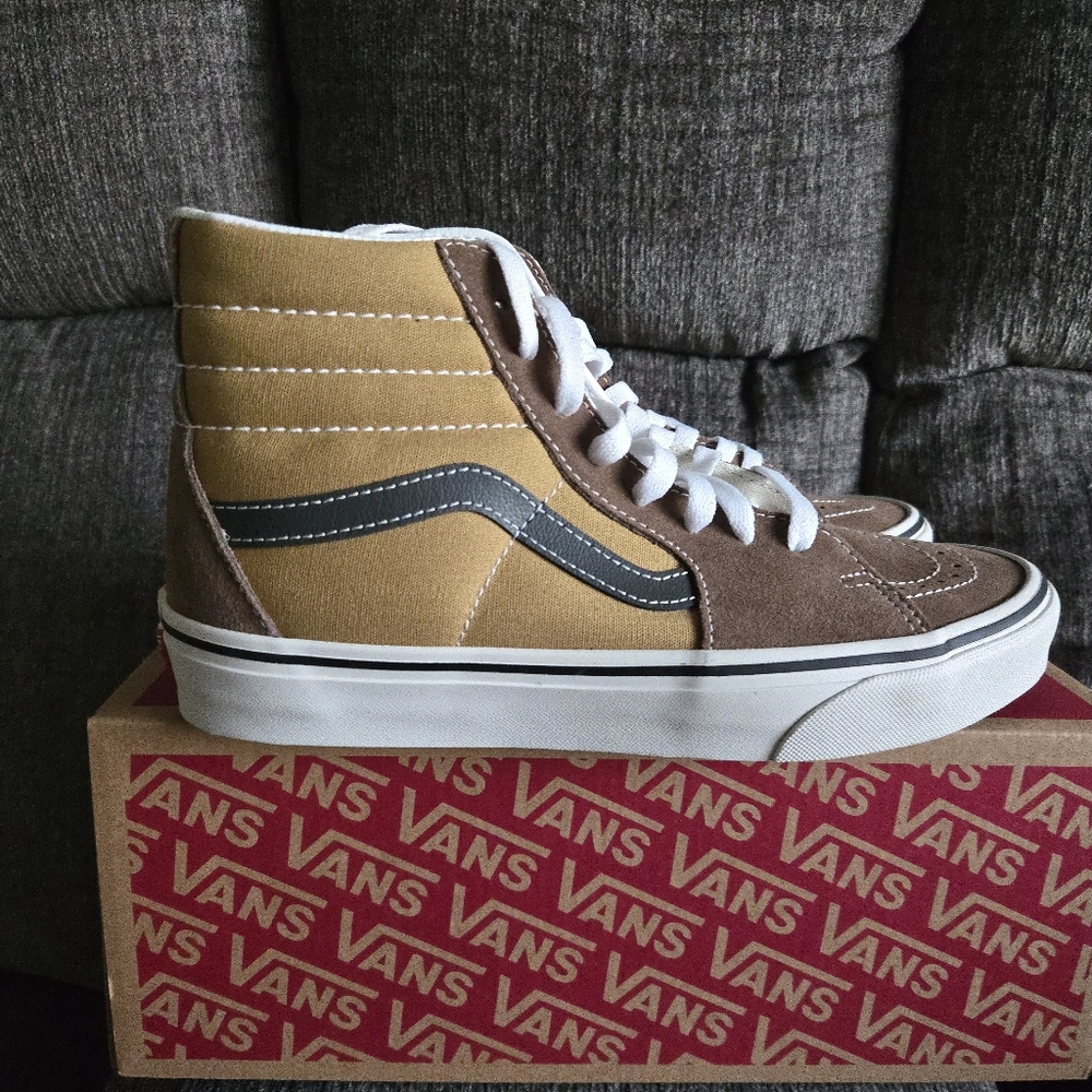 Vans Sk8 Hi Women Size 9  Suede Pop Brown Canvas 122025 - Picture 4 of 7